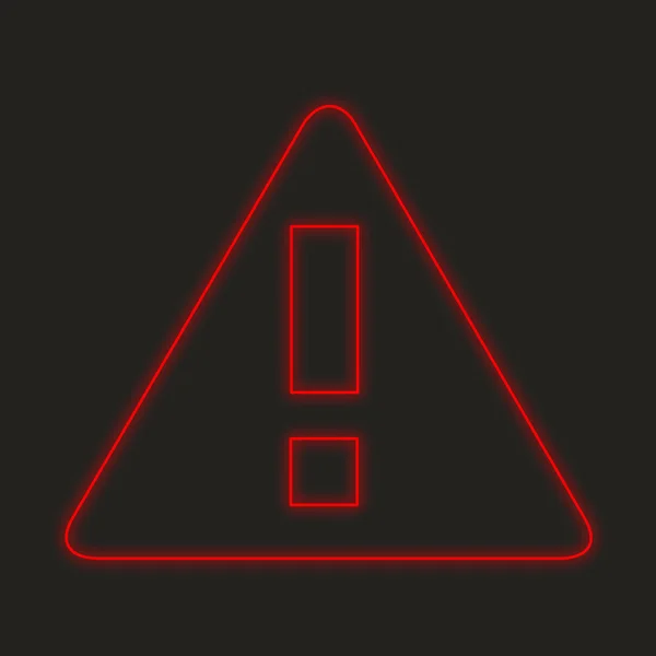 Неонова Ікона Ізольована Чорному Тлі Трикутник Exclamation — стокове фото