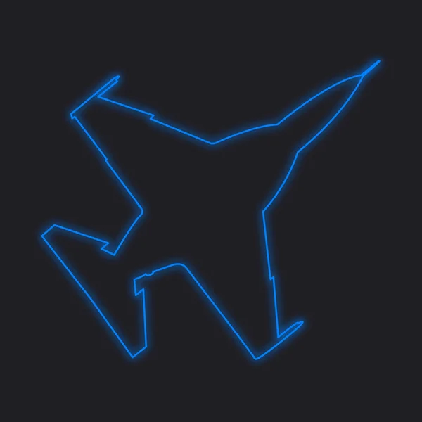 Siyah Bir Arka Plan Üzerinde Savaş Uçağı Izole Bir Neon — Stok fotoğraf