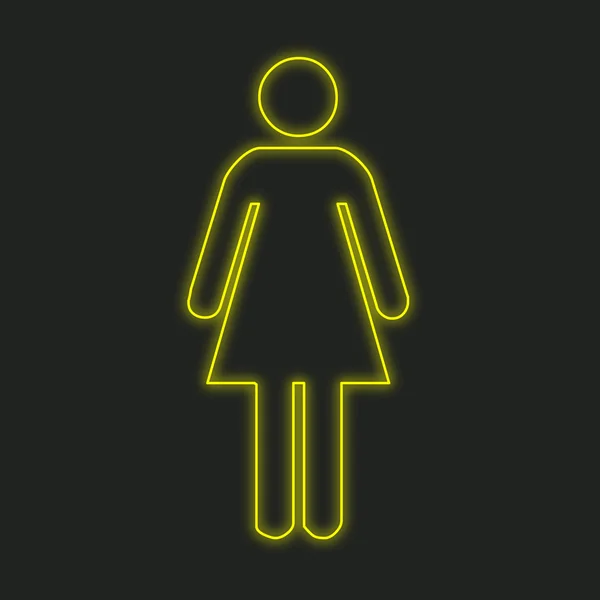 Sebuah Ikon Neon Terisolasi Latar Belakang Hitam Wanita — Stok Foto
