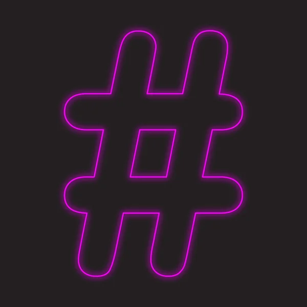 Egy Elszigetelt Fekete Alapon Hashtag Neon Ikon — Stock Fotó