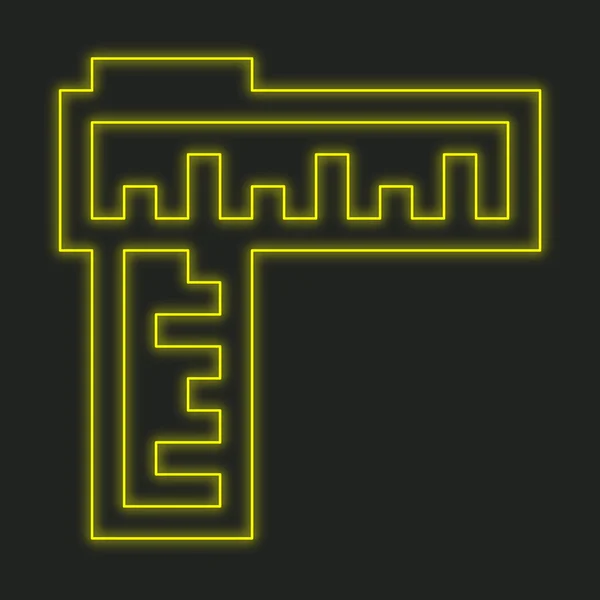 A Neon Icon Isolated on a Black Background - Ruler Crossed Over