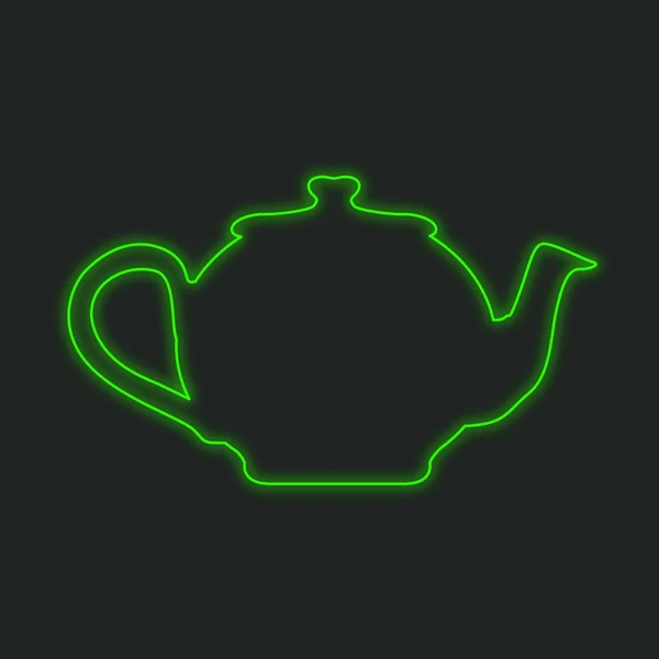 Sebuah Ikon Neon Terisolasi Latar Belakang Hitam Teapot — Stok Foto