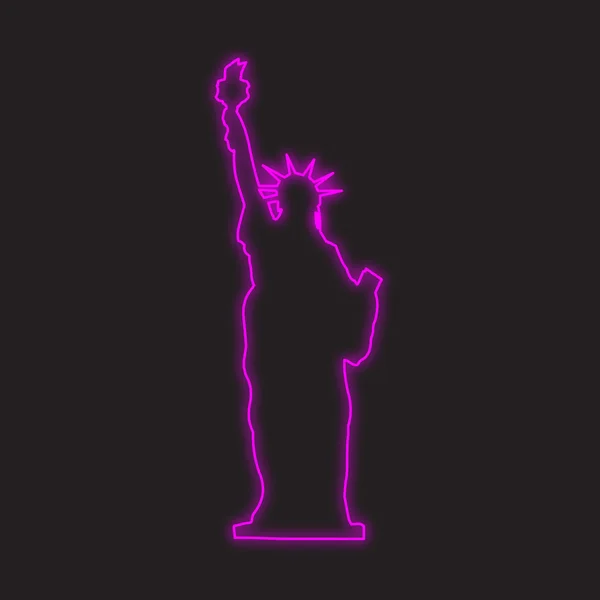 A Neon Icon Isolated on a Black Background - Statue Of Liberty