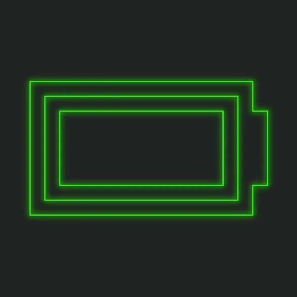 Neon Ikona Białym Tle Czarnym Tle Baterii — Zdjęcie stockowe