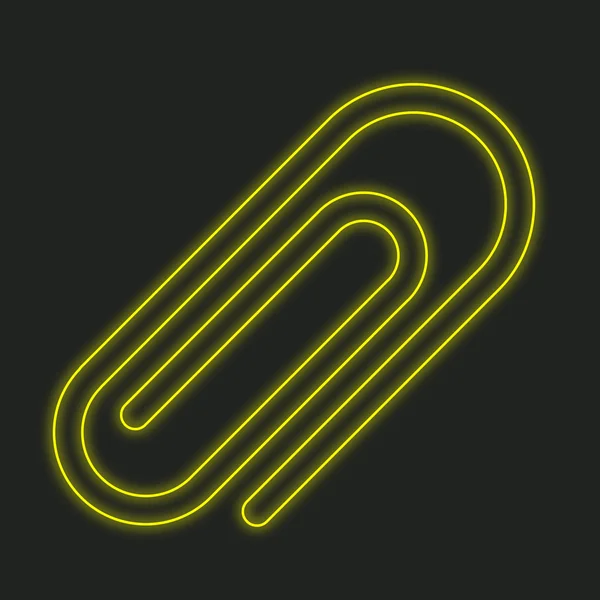 A Neon Icon Isolated on a Black Background - Paperclip