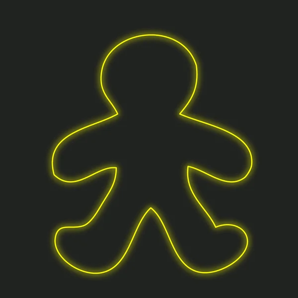 一个霓虹灯图标被孤立在黑色背景 姜饼人 — 图库照片