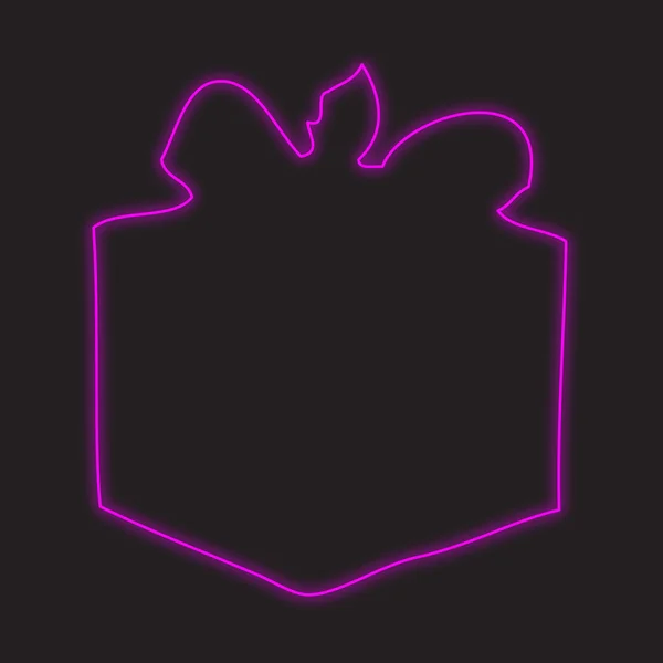 Siyah Bir Arka Plan Üzerinde Hediye Izole Bir Neon Simgesi — Stok fotoğraf