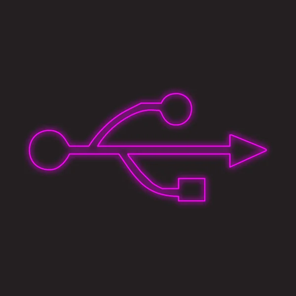 A Neon Icon Isolated on a Black Background - USB Universal Serial Bus