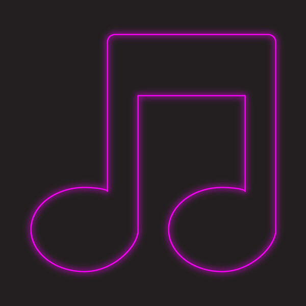 A Neon Icon Isolated on a Black Background - Musical Notes