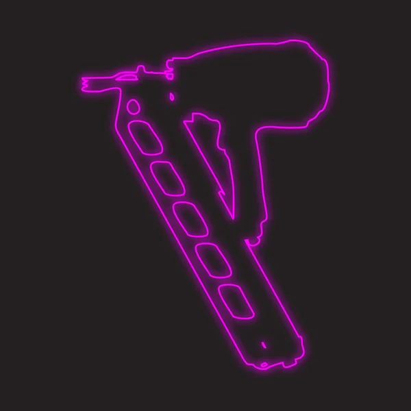 Een Neon Pictogram Geïsoleerd Een Zwarte Achtergrond Nailgun — Stockfoto