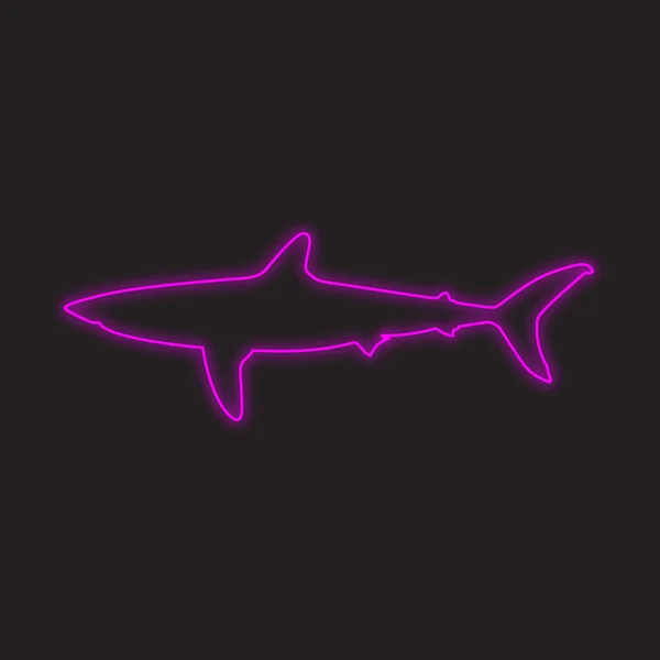 Ícone Néon Isolado Fundo Preto Tubarão — Fotografia de Stock