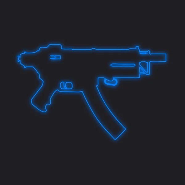 Icona Neon Isolata Sfondo Nero Machine Gun — Foto Stock