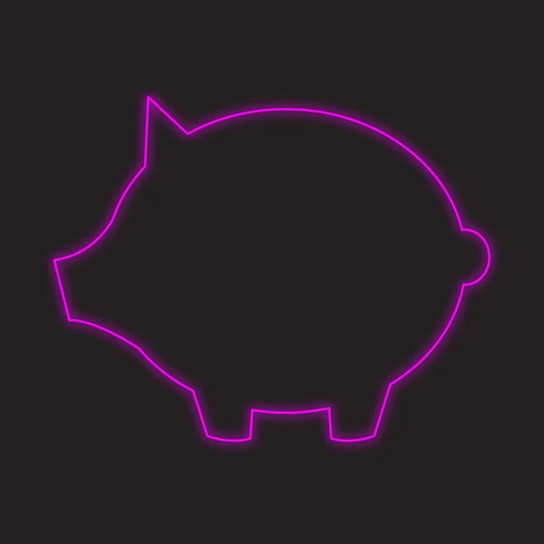 Neon Ikon Elszigetelt Fekete Alapon Malacka Bank — Stock Fotó