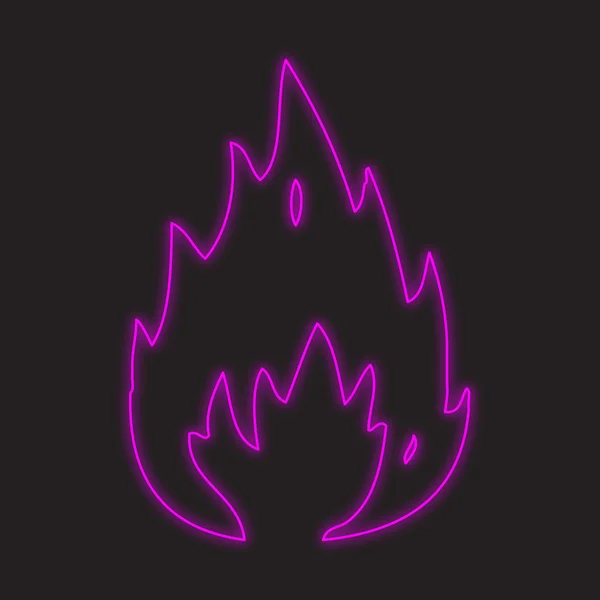 Neon Ikon Elszigetelt Fekete Alapon Tűz — Stock Fotó
