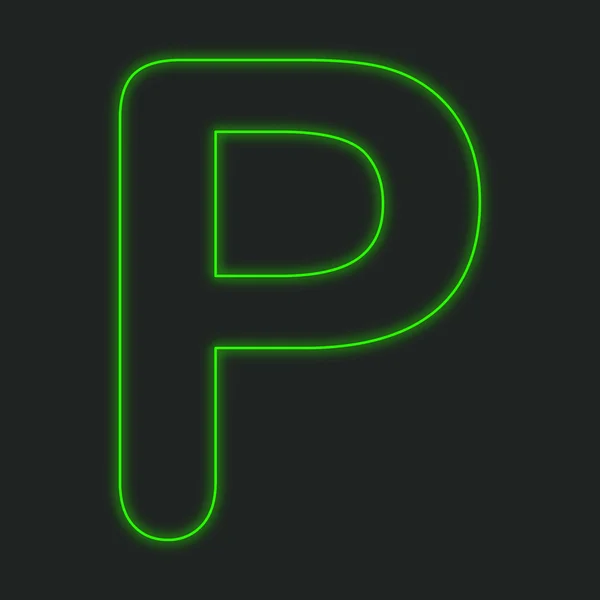 Neon ikonen isolerad på en svart bakgrund - P — Stockfoto