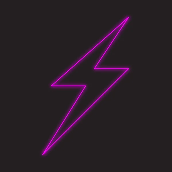 Neon ikonen isolerad på en svart bakgrund - Lightning Bolt — Stockfoto