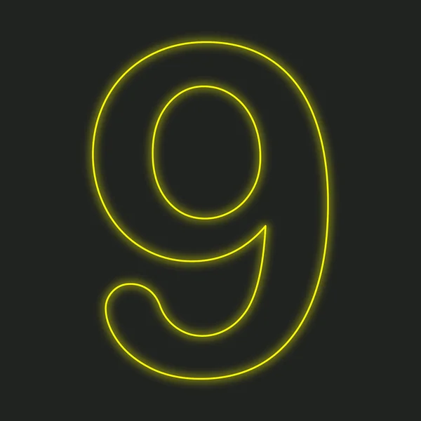 Neon ikonen isolerad på en svart bakgrund - 9 — Stockfoto
