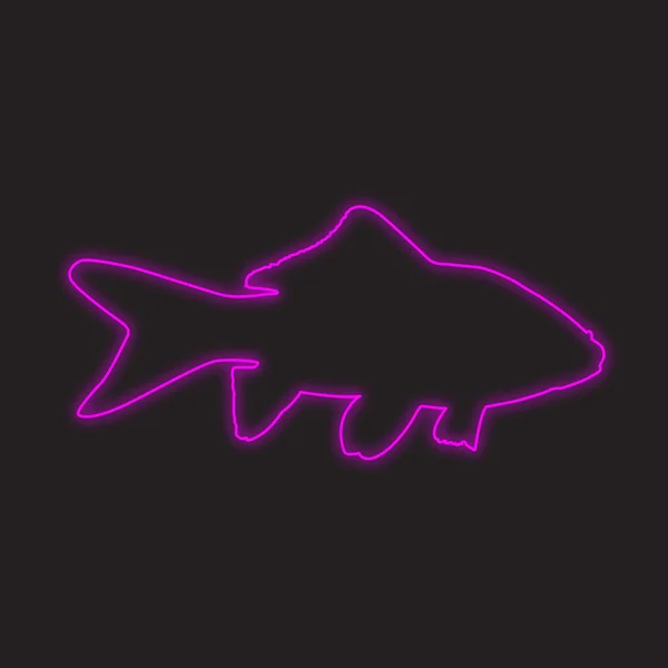 Neon ikona na białym tle na czarnym tle - złota rybka — Zdjęcie stockowe