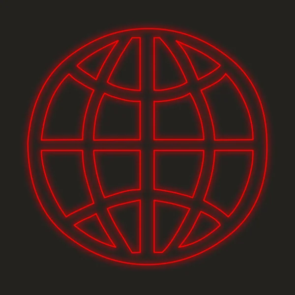 Neon ikonen isolerad på en svart bakgrund - Globe — Stockfoto
