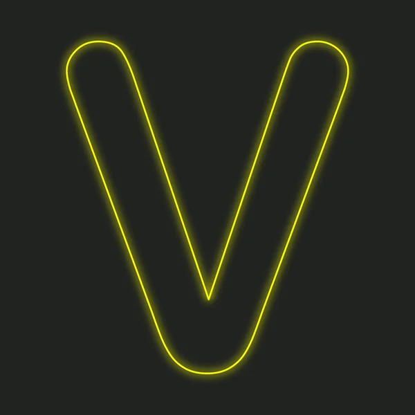 Neon Icon Isolated on a Black Background - V — Stock Photo, Image