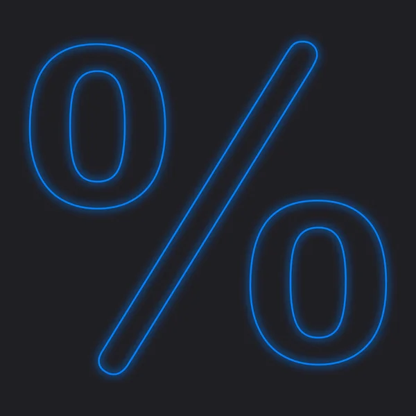 Neon ikona na białym tle na czarnym tle - procent — Zdjęcie stockowe
