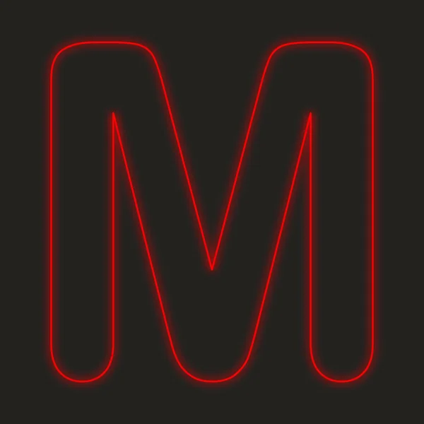 Neon ikona izolovaných na černém pozadí - M — Stock fotografie