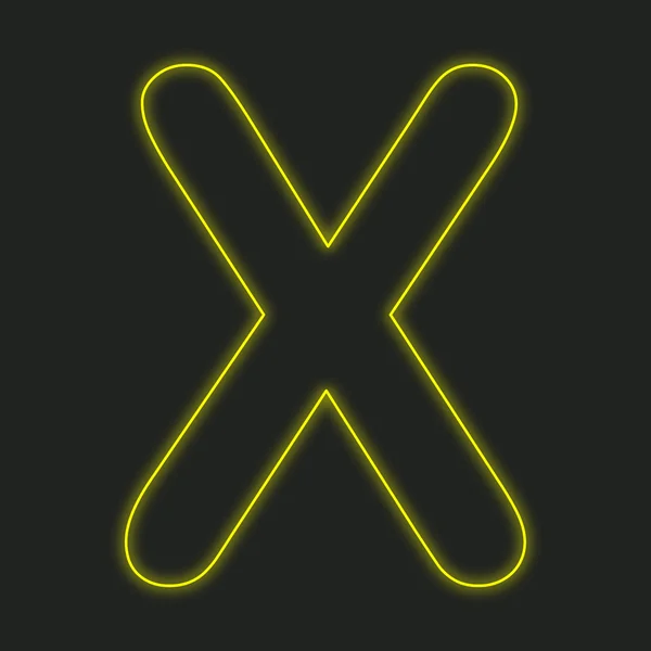 Neon ikona na białym tle na czarnym tle - X — Zdjęcie stockowe