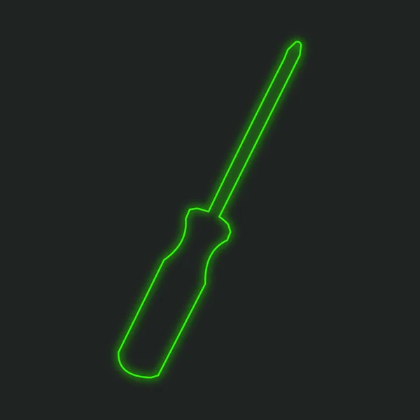 Neon ikonen isolerad på en svart bakgrund - skruvmejsel — Stockfoto