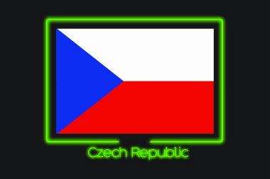 Bir bayrak illüstrasyon Neon anahat Çek Cumhuriyeti ile