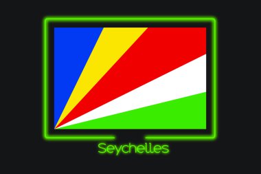 Seyşeller bir Neon taslak ile bayrak illüstrasyon