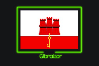 Bir bayrak illüstrasyon Neon konturlu Gibraltar
