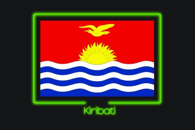 Kiribati bir Neon taslak ile bayrak illüstrasyon