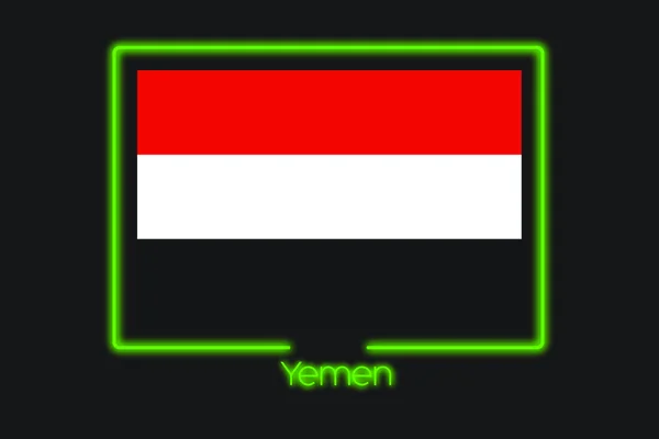 Zászló Illusztráció Egy Neon Vázlatot Jemen — Stock Fotó