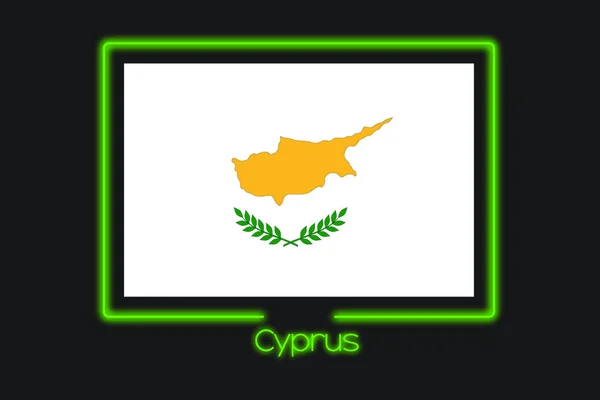 Illustrazione Della Bandiera Con Profilo Neon Cipro — Foto Stock