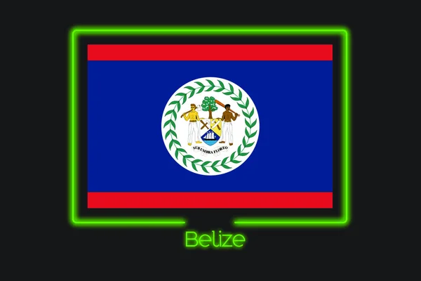 Flagga Illustration Med Neon Kontur Belize — Stockfoto