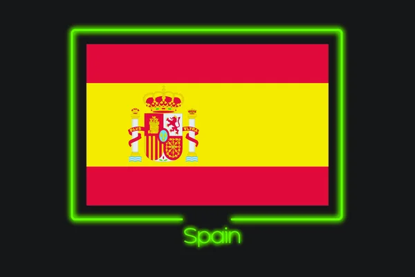 Illustrazione Della Bandiera Con Profilo Neon Della Spagna — Foto Stock