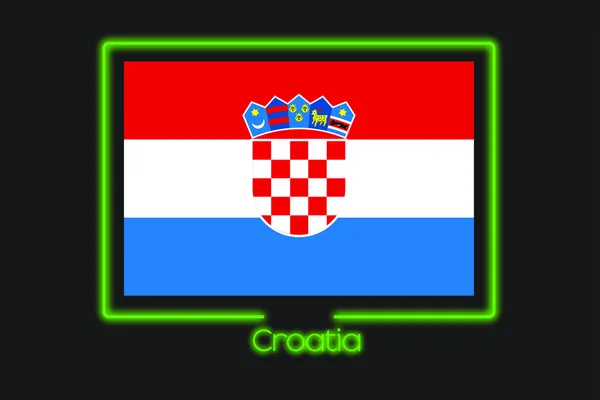 Flagga Illustration Med Neon Kontur Kroatien — Stockfoto