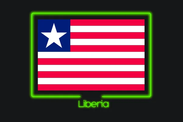 Иллюстрация Флага Неоновым Контуром Либерии — стоковое фото