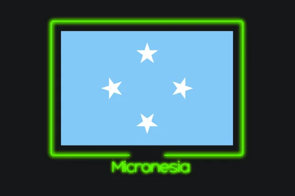 Zászló Illusztráció Egy Neon Körvonalát Mikronézia — Stock Fotó