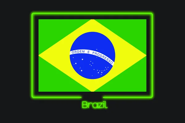 Una Ilustración Bandera Con Contorno Neón Brasil —  Fotos de Stock