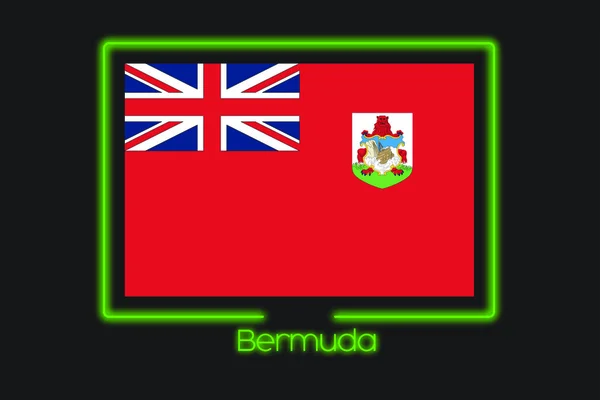 Een Illustratie Van Vlag Met Een Neon Overzicht Van Bermuda — Stockfoto