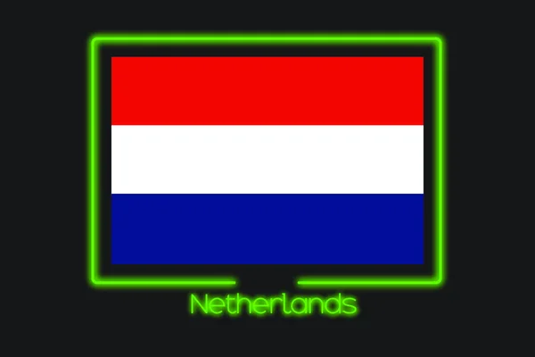 Eine Flaggenillustration Mit Einem Neonfarbenen Umriss Der Niederlande — Stockfoto