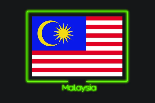 马来西亚霓虹轮廓的旗帜插图 — 图库照片