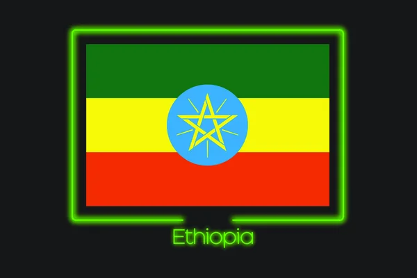 Una Ilustración Bandera Con Contorno Neón Etiopía —  Fotos de Stock