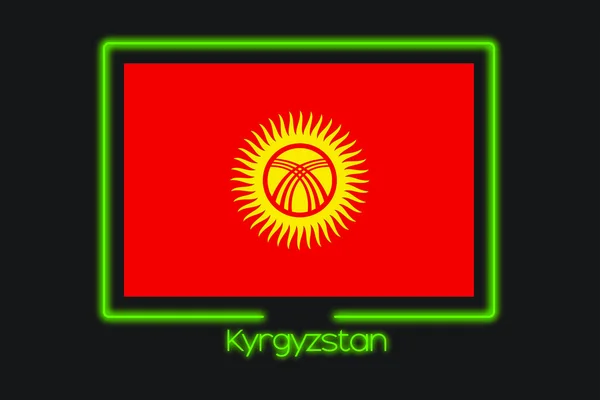 Uma Ilustração Bandeira Com Contorno Néon Quirguistão — Fotografia de Stock