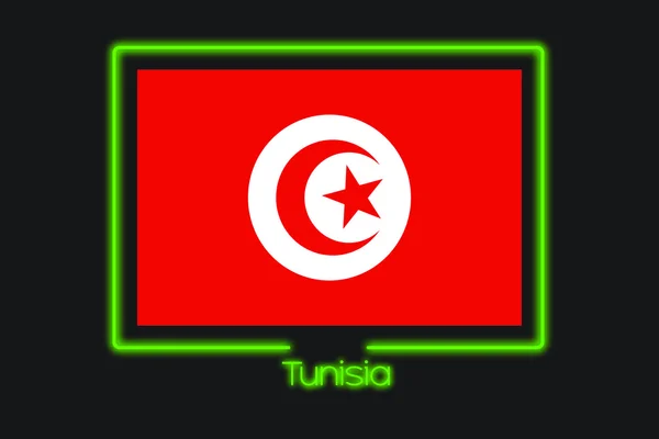 Illustrazione Della Bandiera Con Profilo Neon Della Tunisia — Foto Stock