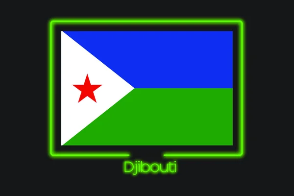 Flagga Illustration Med Neon Kontur Djibouti — Stockfoto