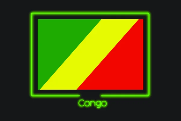 Een Illustratie Van Vlag Met Een Neon Schets Van Congo — Stockfoto