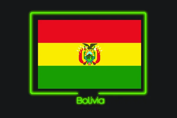 Flag Illustration Neon Outline Bolivia — Stock Photo, Image