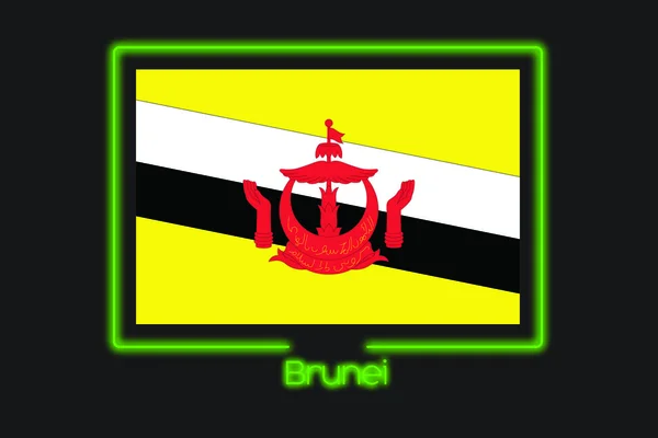 Иллюстрация Флага Неоновым Контуром Брунея — стоковое фото